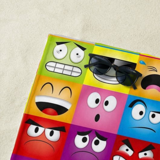 Moods and Emoticons ビーチタオル (インサイチュ)