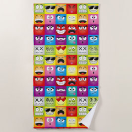 Moods and Emoticons ビーチタオル