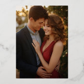 Moodyエレガントフローラ結婚式の日付写真を保存 箔招待状 (裏面)