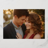 Moody暗いフローラ結婚式の日付写真を保存 箔招待状 (裏面)