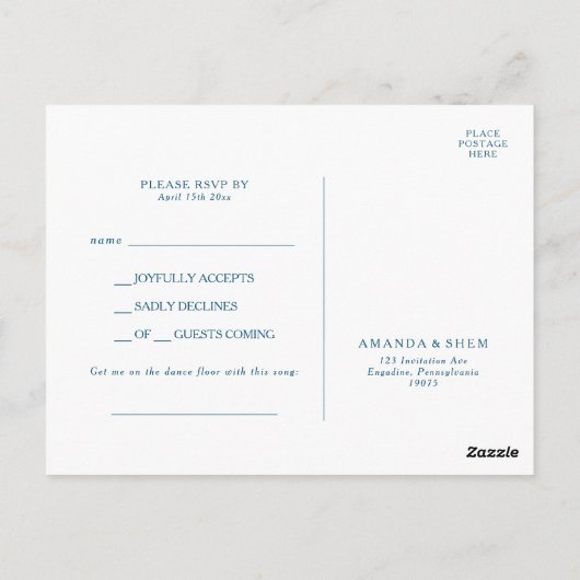 Moody海水彩曲要求RSVPポストカード ポストカード (裏面)