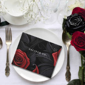 Moody エレガント Dark Gothic Red Rose on Black Photo オールインワン招待状