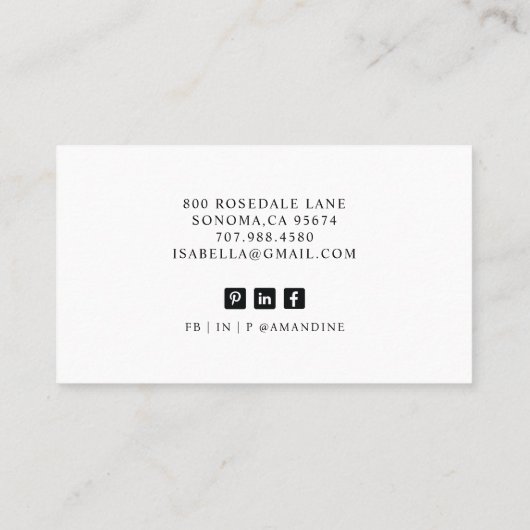 Moody Actress Model Photo 名刺 (裏面)