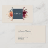 Moody Autumnal Floral Rose Jewel Tone Square 名刺 (正面/裏面)