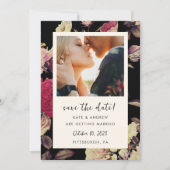 Moody Blackフローラ結婚の写真Save the Date セーブザデート (正面)