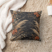 Moody Black Boho Terracotta Floral クッション (ブランケット)