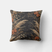 Moody Black Boho Terracotta Floral クッション (裏面)