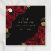 Moody Black Burgundy Roses Wedding  フェイバータグ (正面)