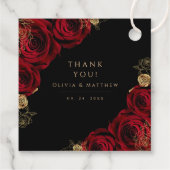 Moody Black Burgundy Roses Wedding  フェイバータグ (裏面)