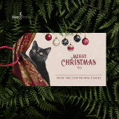 Moody Black Cat Elegant Christmas Gift Tag ギフトタグ