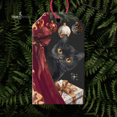 Moody Black Cat Elegant Christmas Gift Tag ギフトタグ
