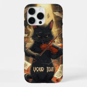 Moody Black Cat Playing Violin Cool Violinist Gift iPhoneケース (裏面)