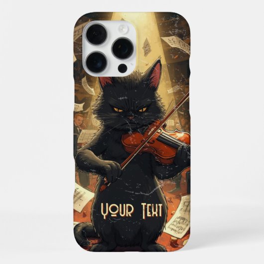 Moody Black Cat Playing Violin Cool Violinist Gift iPhoneケース (裏面)