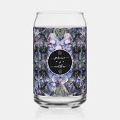 Moody Black Floral Classic Couple Names Wedding ガラス缶 (正面)