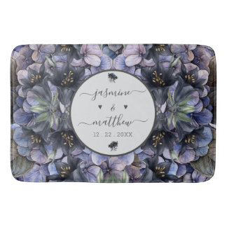 Moody Black Floral Classic Couple Names Wedding バスマット