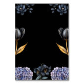 Moody Black Floral Classic Script Floral Wedding テーブルナンバー (裏面)