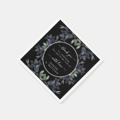 Moody Black Floral Classic Thank You Chic Wedding スタンダードカクテルナプキン (角)