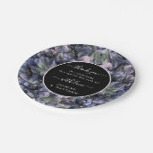 Moody Black Floral Classic Thank You Chic Wedding ペーパープレート (アングル)