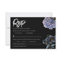 Moody Black Floral Classic Typography Wedding Rsvp