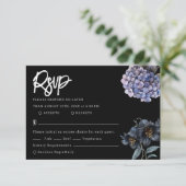 Moody Black Floral Classic Typography Wedding Rsvp (スタンド正面)
