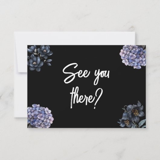 Moody Black Floral Classic Typography Wedding Rsvp (裏面)