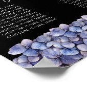 Moody Black Floral Classic Wedding Seating Chart ポスター (角)