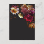 Moody Black Floral Painterly Red Burgundy Wedding エンクロージャーカード (裏面)