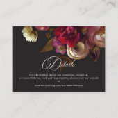 Moody Black Floral Painterly Red Burgundy Wedding エンクロージャーカード (正面)