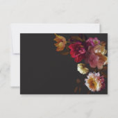 Moody Black Floral Painterly Red Burgundy Wedding 出欠カード (裏面)