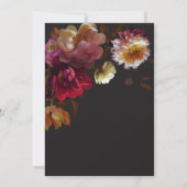 Moody Black Floral Painterly Red Burgundy Wedding 招待状 (裏面)
