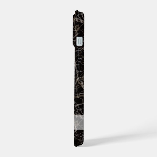 Moody Black Marble Stone Texture & Custom Name iPhone 15ケース (左側面)