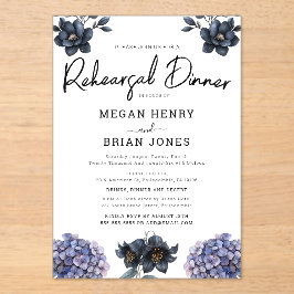 Moody Black Rose Classic Wedding Rehearsal Dinner アクリル招待状