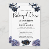 Moody Black Rose Classic Wedding Rehearsal Dinner 招待状 (正面/裏面)