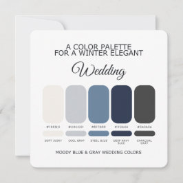 Moody Blue and Gray Wedding Color Palette Card 招待状