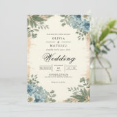 Moody Blue Botanical Romance Wedding 招待状 (スタンド正面)