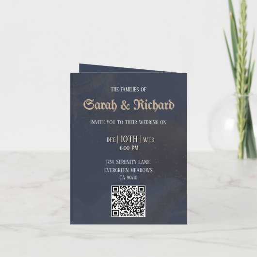 Moody Blue Folded Photo Invite 招待状 (裏面)