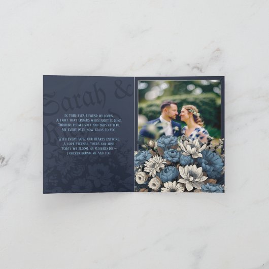 Moody Blue Folded Photo Invite 招待状 (内部)