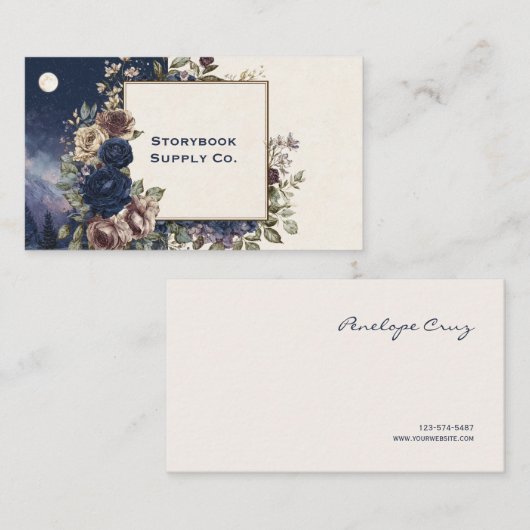 Moody Blue Rose Celestial Night Landscape Split 名刺 (正面/裏面)