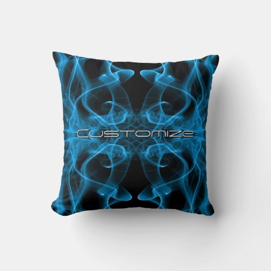 Moody Blue Smoke Custom Abstract Art クッション (正面)