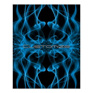 Moody Blue Smoke Custom Abstract Art ポスター