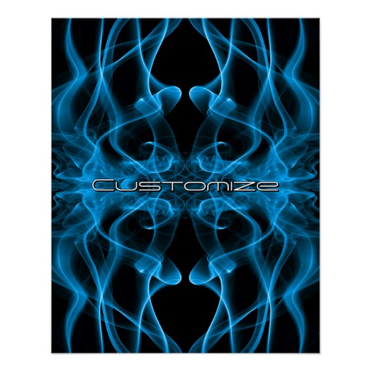 Moody Blue Smoke Custom Abstract Art ポスター (正面)