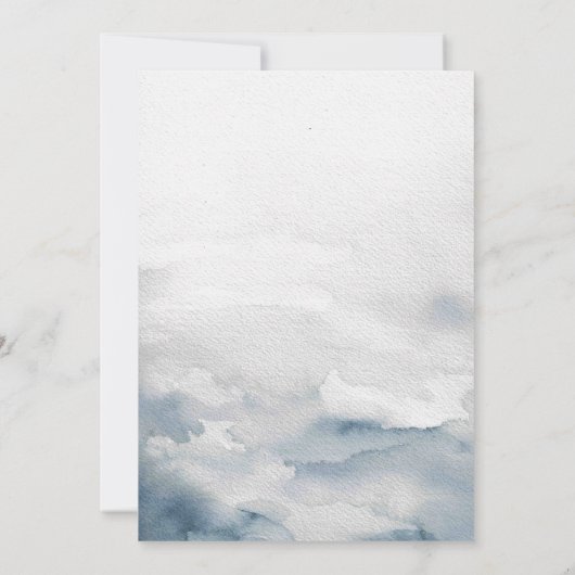 Moody Blue Waterカラーエレガント日付の保存 招待状 (裏面)