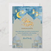 Moody Blue Watercolor Mosque Iftar Dinner 招待状 (裏面)