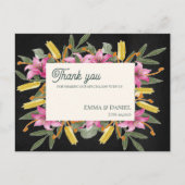 Moody Blush Lily Elegant Floral Wedding Thank You ポストカード (正面)