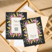 Moody Blush Lily Wedding RSVP Card with QR Code
