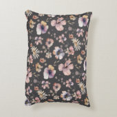 Moody Boho Watercolor Blush Wildflowers Pattern  アクセントクッション (裏面(縦))