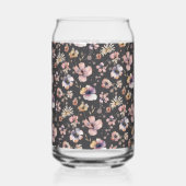 Moody Boho Watercolor Blush Wildflowers Pattern  ガラス缶 (裏面)