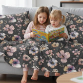 Moody Boho Watercolor Blush Wildflowers Pattern  クッション