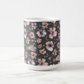 Moody Boho Watercolor Blush Wildflowers Pattern コーヒーマグカップ (中央)