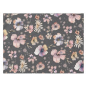 Moody Boho Watercolor Blush Wildflowers Pattern  テーブルクロス (正面(横))
